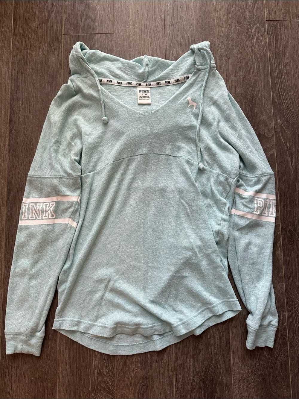 Victoria's Secret PINK Light Aqua Hooded Pullover Sweatshirt